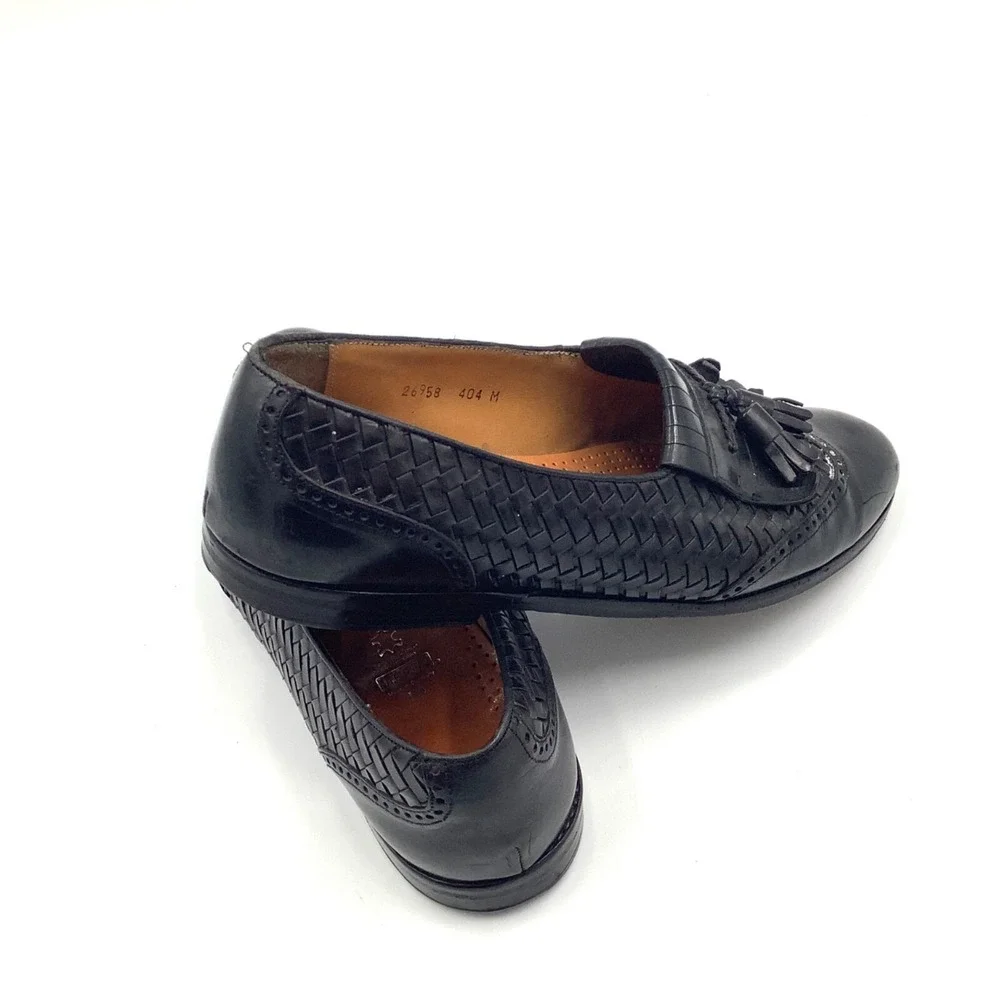 Meltonian Black Leather Tassle Loafer Shoes Men's Size 9 M Made In Germany‎